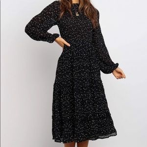 Modfitting Polka Dot Ruffled Midi Dress